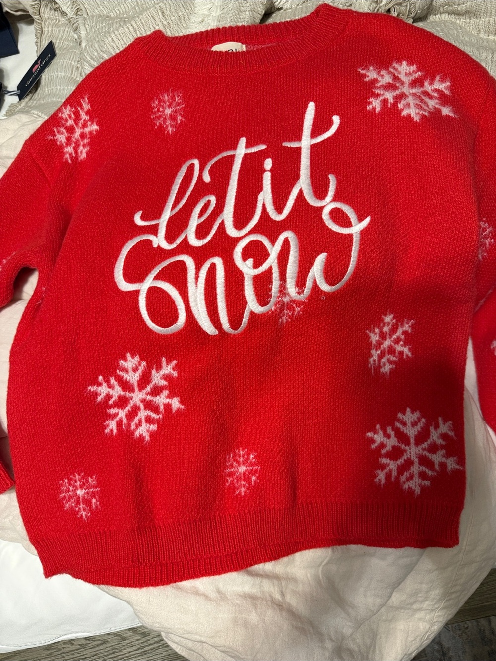 BiBi Red Holiday 'Let It Snow' Crewneck Sweater